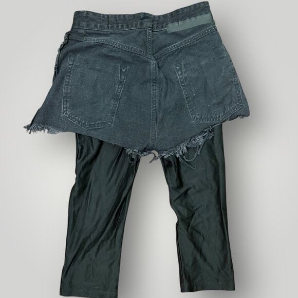 Ben Taverniti Unravel Project Hybrid Denim Skirt Overlay Leggings Size 25 Black - Picture 2 of 8